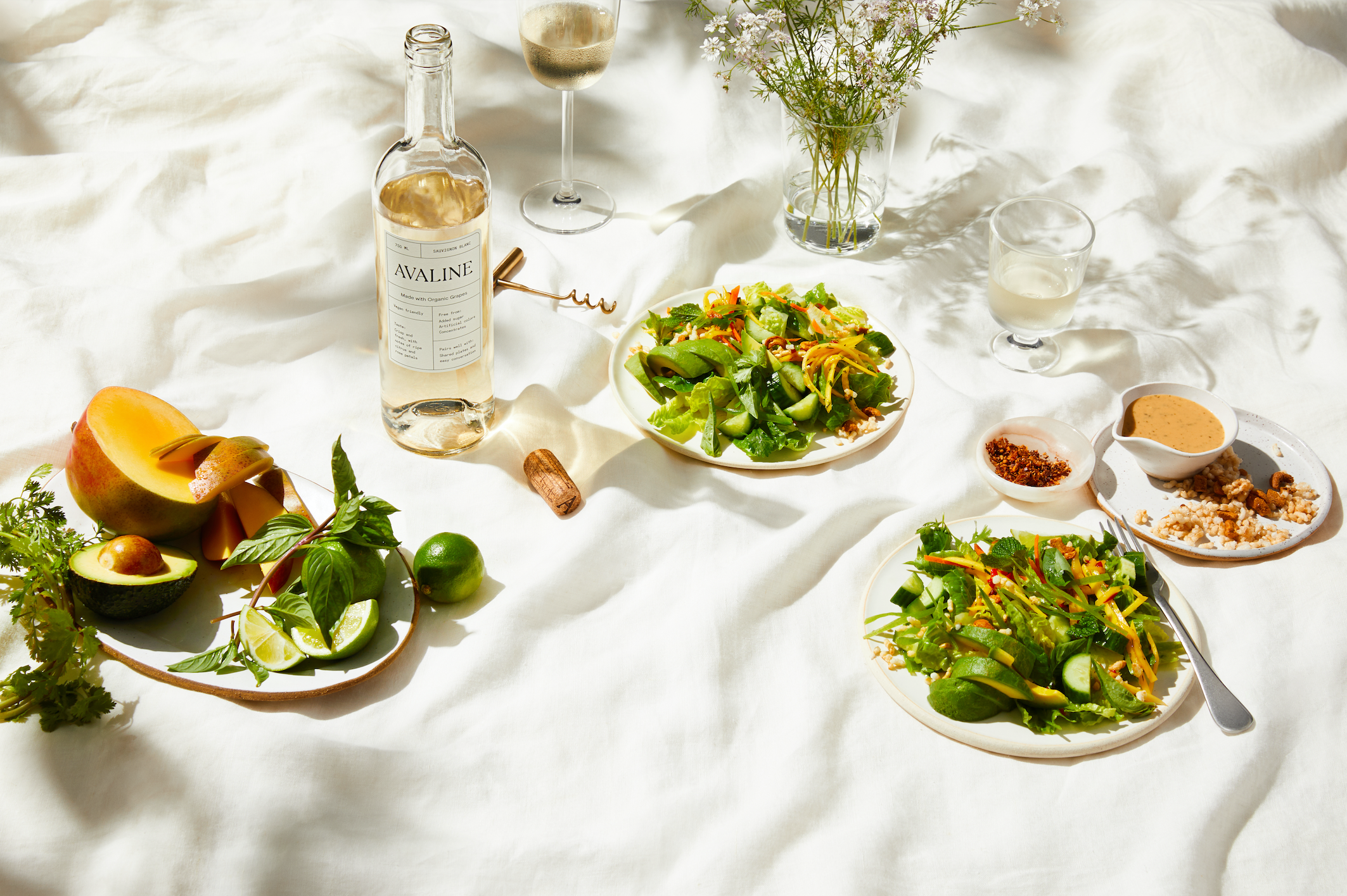 goop Kitchen Cameron's Summer Crunch Salad and Avaline Sauvignon Blanc